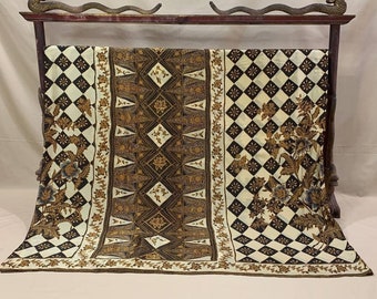 Sarong in seta batik fatto a mano: arazzo indonesiano degli anni '80