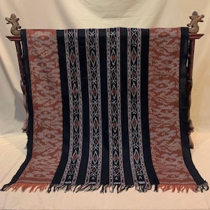 Indonesian Sumba Asmat Handwoven Tenun Ikat Natural Dye Fabric Sarong | Handmade Tapestry