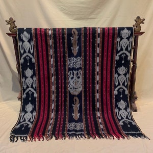 Indonesian Sumba Asmat Handwoven Tenun Ikat Natural Dye Fabric Sarong Handmade Tapestry image 1