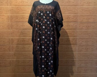 Hand Drawn Batik Kaftan Dress, Midi dress, Home dress, Plus size caftan, Boho Dress, Maternity/ Nursing dress, Beach Cover up