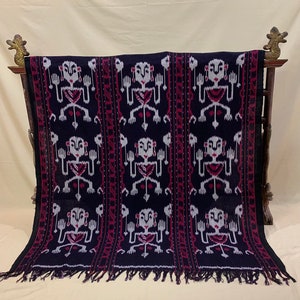 Indonesian Sumba Asmat Handwoven Tenun Ikat Natural Dye Fabric Sarong | Handmade Tapestry