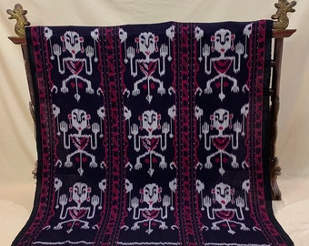 Indonesian Sumba Asmat Handwoven Ethnic Ikat Natural Dye Fabric | Handmade Tapestry, blanket
