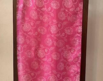 Pink Hand-Drawn Batik Satin Shawl - Satin Stole Pasmina - Lightweight Scarf, Table Runner & Wall Art