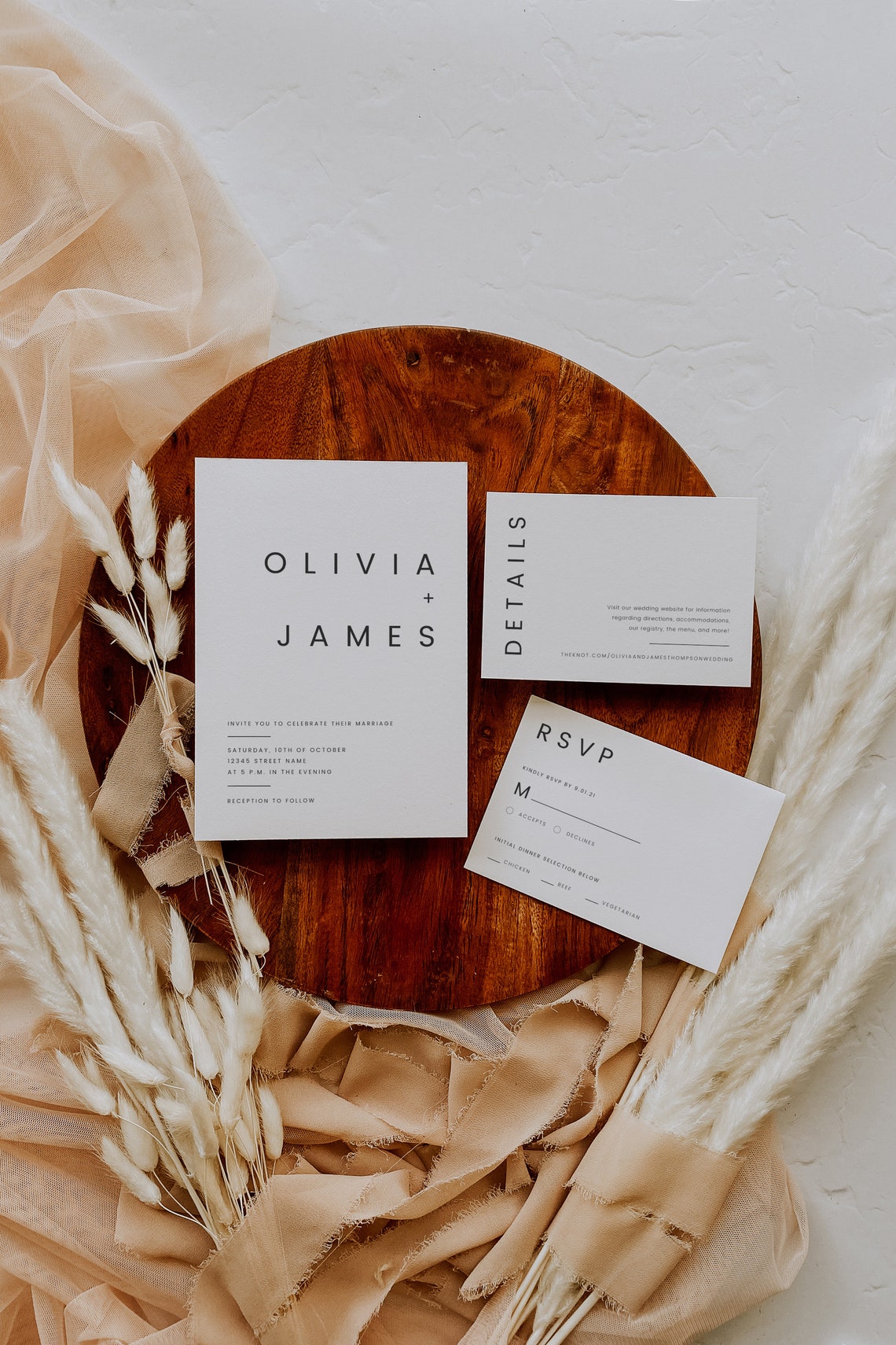 Modern And Minimal Wedding Invitation Template Canva Wedding Etsy