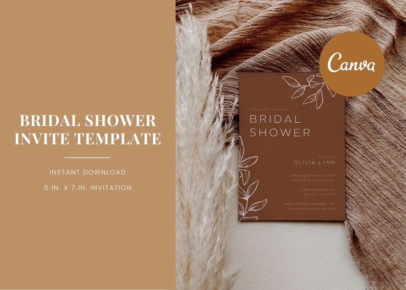 Earthy Terracotta Bridal Shower Invitation Editable Canva Etsy