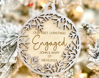 First Christmas Engaged Ornament, Engaged Christmas Ornament, Couple Ornament, Christmas Keepsake, Personalized Ornament, Christmas Gift