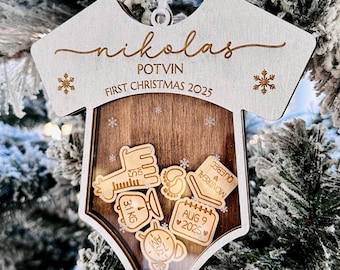 Personalisierte Babys erste Weihnachten Ornament Shaker, Geburtsdaten Ornament