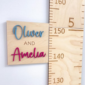 Regla de madera personalizada para medir el crecimiento, decoración infantil con temática de bosque y montaña. Design 4