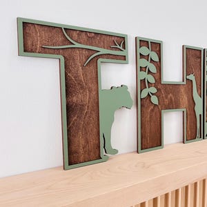 Placa com nome de safári, letras para berçário de safári, placa com nome personalizado de animais de safári, decoração para berçário de safári, placa com nome da selva, letras do alfabeto