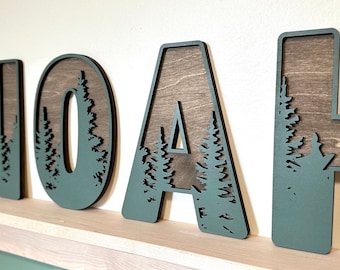 Woodland Nursery Decor, Forest Nursery Letters, Wood Tree Woodland Wall Decor, Personalized Alphabet Letters