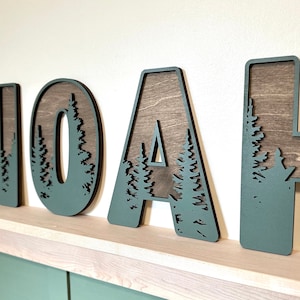 Woodland Nursery Decor, Forest Nursery Letters, Wood Tree Woodland Wall Decor, Personalized Alphabet Letters