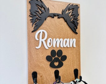 Soporte personalizado para correa de perro, regalo personalizado para mascotas, diseño de orejas de perro.