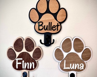Personalized Dog Leash Hook, 3D Paw Print Sign, Pet Lover Gift
