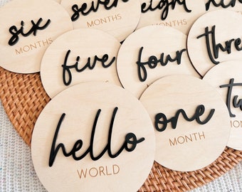 Wooden Baby Milestone Discs, Monthly Photo Props, Baby Keepsakes