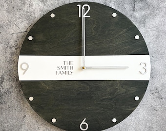 Horloge murale en bois personnalisée - Décoration d'intérieur silencieuse et minimaliste moderne