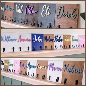 Nursery Hooks, Backpack Hooks, Mud Room Hooks, Wooden Towel Holder, Personalized Hooks, Bathroom Hooks, Dog Leash Holder image 1