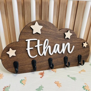 Nursery Hooks, Cloud Hooks, Star Hooks, Kids Room Hooks, Personalized Kids Room Hanger, Baby Shower, Nursery Decor Hooks, Kids Room Decor