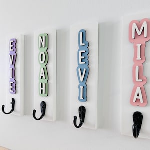 Ganchos para toallas infantiles / Ganchos para mochilas / Ganchos verticales personalizados para toallas / Ganchos de baño personalizados / Ganchos de pared para habitación infantil / Ganchos para vestidor