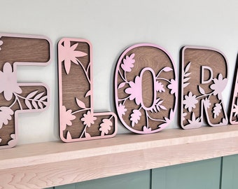 Flowered Nursery Letters, Floral Name Sign, Wildflower Flowered Wooden Alphabet Letters, Flower Nursery Décor, Boho Name Sign, Girl Nursery