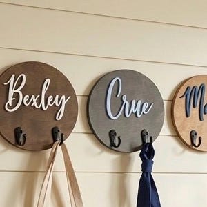 Backpack Holders, Book Bag hanger, Round Backpack Hooks, Kids Room Hooks, Mud Room Hooks, Personalized Towel / Dorm Hooks, US TARIFF-FREE!