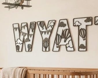 Hot Air Balloon Nursery Letters • Personalized Baby Name Wall Decor