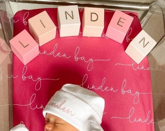 Maple Wood Baby Name Blocks, Nursery Keepsake, Baby Shower Gift