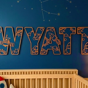 Naambordje ruimte kinderkamer, houten letters, kraamcadeau