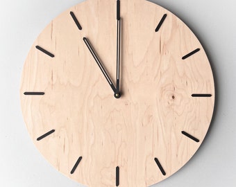 Wooden Wall Clock - Modern Wall Clock - Minimalist Clock - Silent Clock for Wall - Home Décor - Housewarming Gift - Valentine Gift