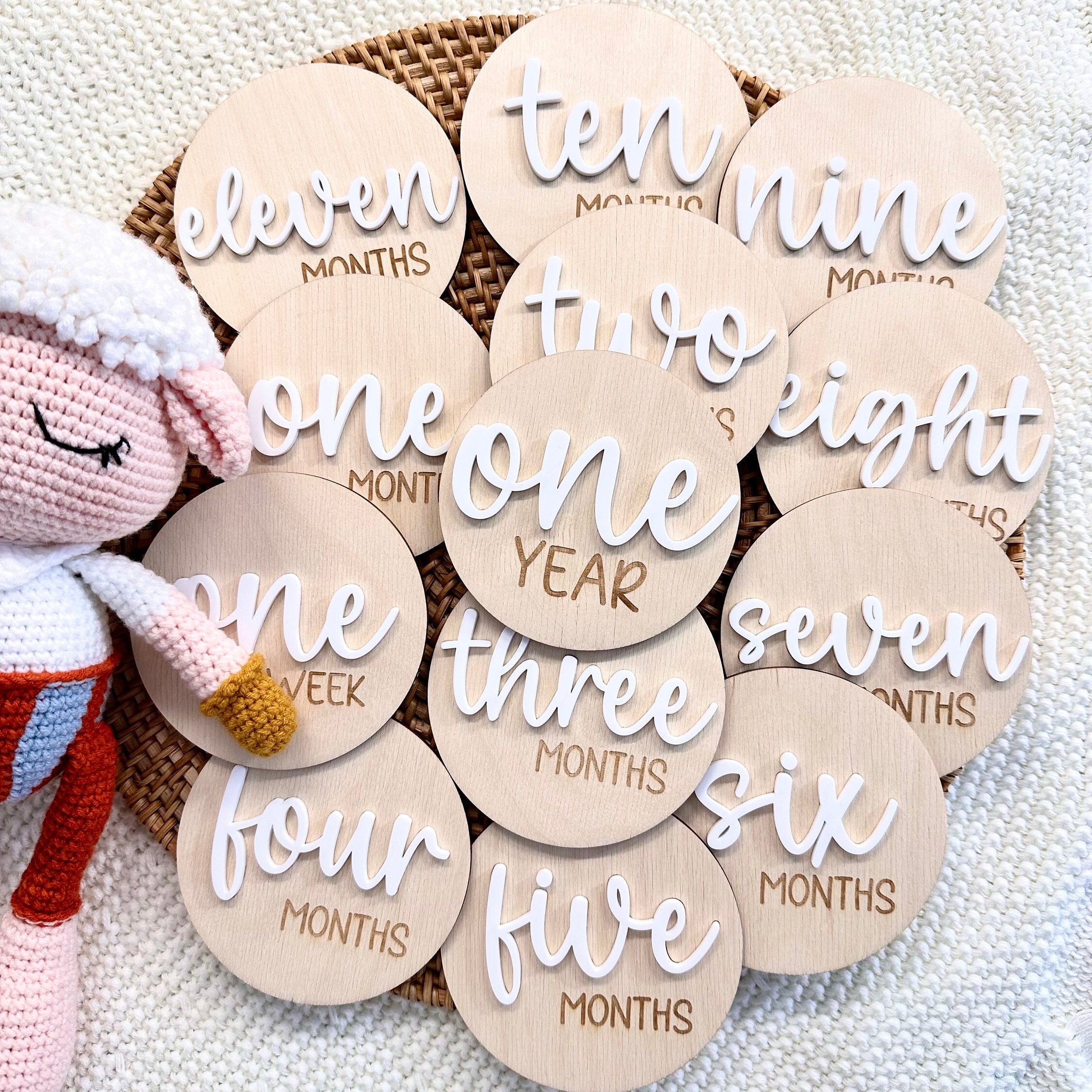 Wooden Baby Milestone Discs, Photo Props, Baby Shower Gift - Etsy