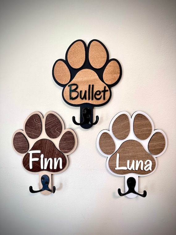 Personalized Dog Leash Hook, 3D Paw Print Sign, Pet Lover Gift