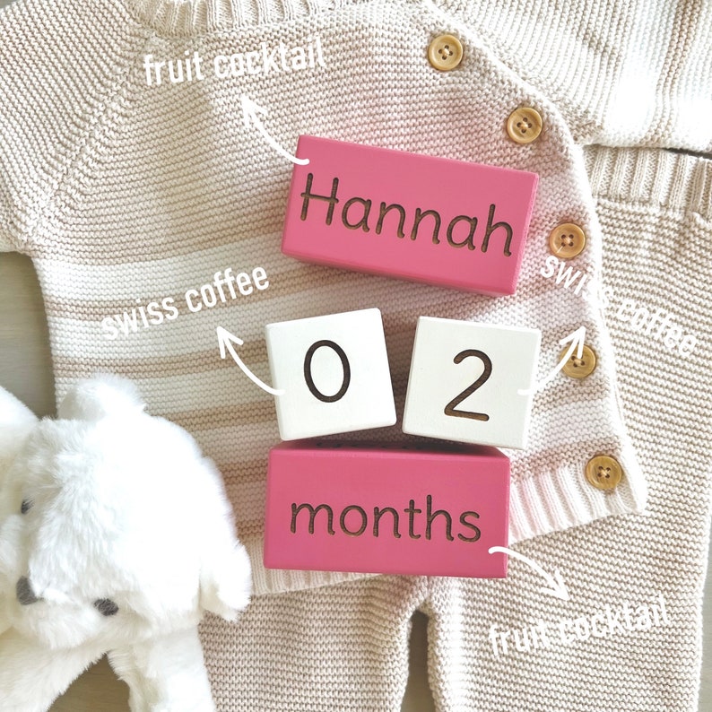 Baby Milestone Blocks, Wooden Baby Monthly Milestone Blocks, Baby Wood Age Block, Baby Blocks, Keepsakes, Baby Shower Gift, Baby Photo Props image 6