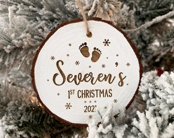 Baby&#39;s First Christmas Ornament, Baby Name Ornament, Personalized Wood Christmas Ornament, Christmas Gift
