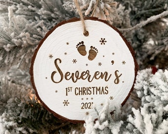 Baby's First Christmas Ornament, Baby Name Ornament, Personalized Wood Christmas Ornament, Christmas Gift