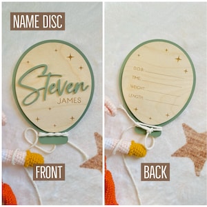 Faire-part de naissance en montgolfière, Cartes d'étape importante, Disque d'étape importante pour bébé en bois, Cartes d'étape importante réversibles interchangeables, Cadeau de baby shower