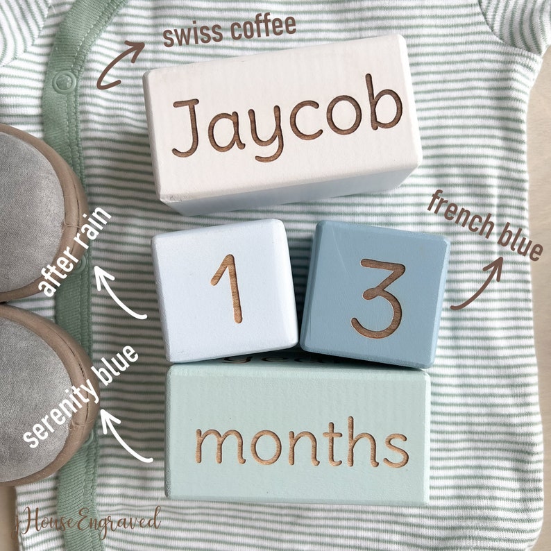 Baby Milestone Blocks, Wooden Baby Monthly Milestone Blocks, Baby Wood Age Block, Baby Blocks, Keepsakes, Baby Shower Gift, Baby Photo Props image 2