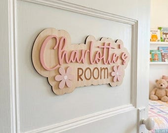 Personalized Kids Name Door Hanger, Custom Wooden Name Sign for Kids Room, Personalized Door Name Sign for Kids, Children’s Room Name Sign