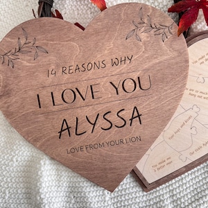 Wooden 14 Reasons Why I Love You Heart Puzzle, Personalized Valentine&#39;s Day gift, Anniversary Gift for Husband, Wife, Boyfriend, Girlfriend