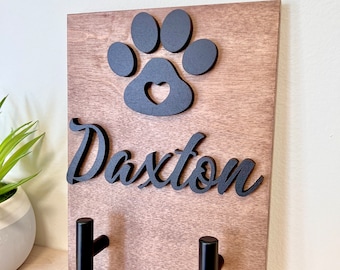 Personalized Dog Leash Holder, 3D Paw Print Hook, Dog Lover Gift