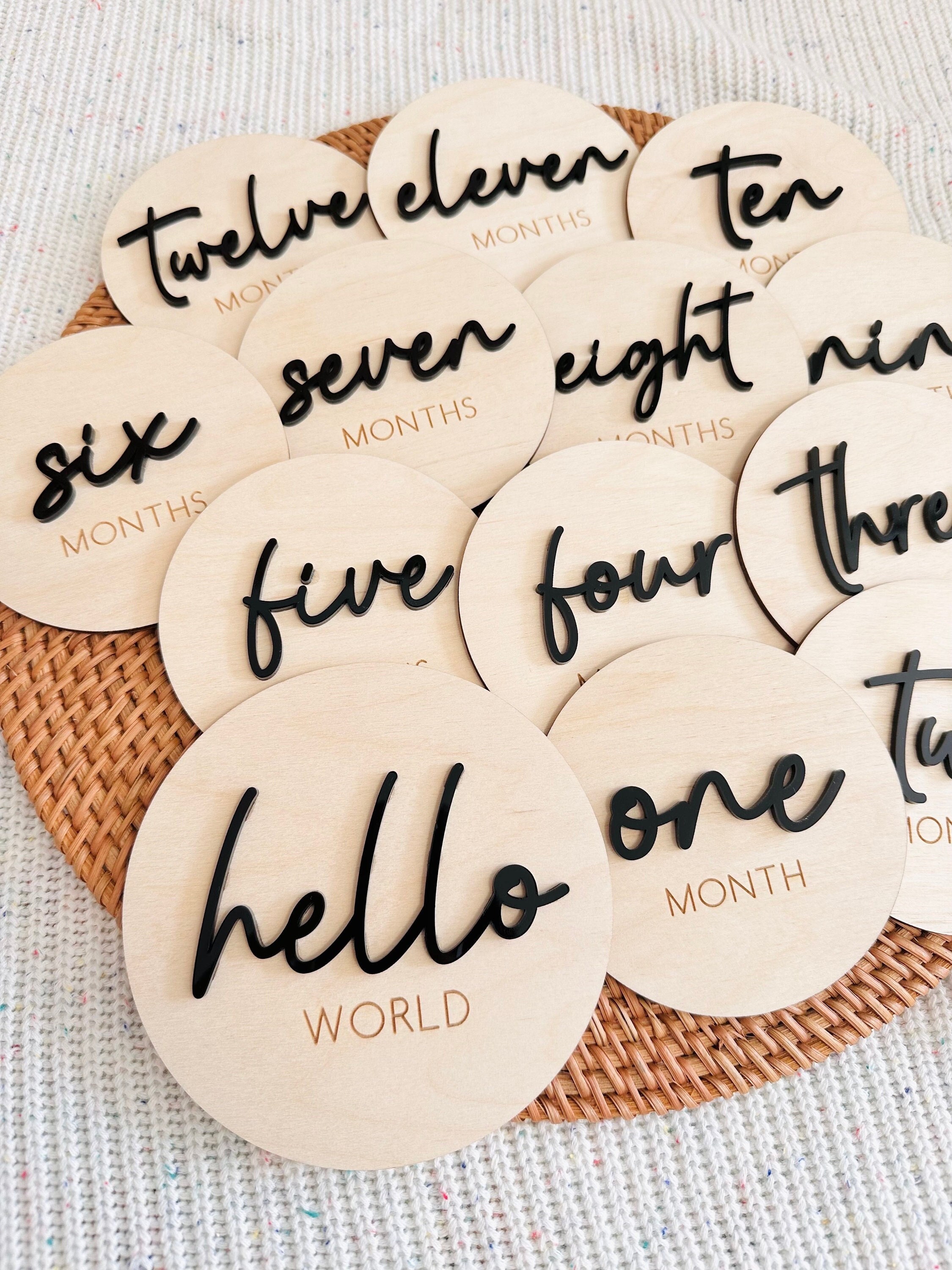 Baby Monthly Milestone Discs, Wooden Baby by the Month Photo Props, Milestone Cards, Baby Announcement, Baby Keepsakes, Baby Shower Gift