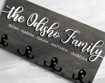 Personalized Key Holder for Wall, Family Name Key Holder, New Home Gift, Housewarming Gift, Anniversary Gift, Wedding Gift, Christmas Gift