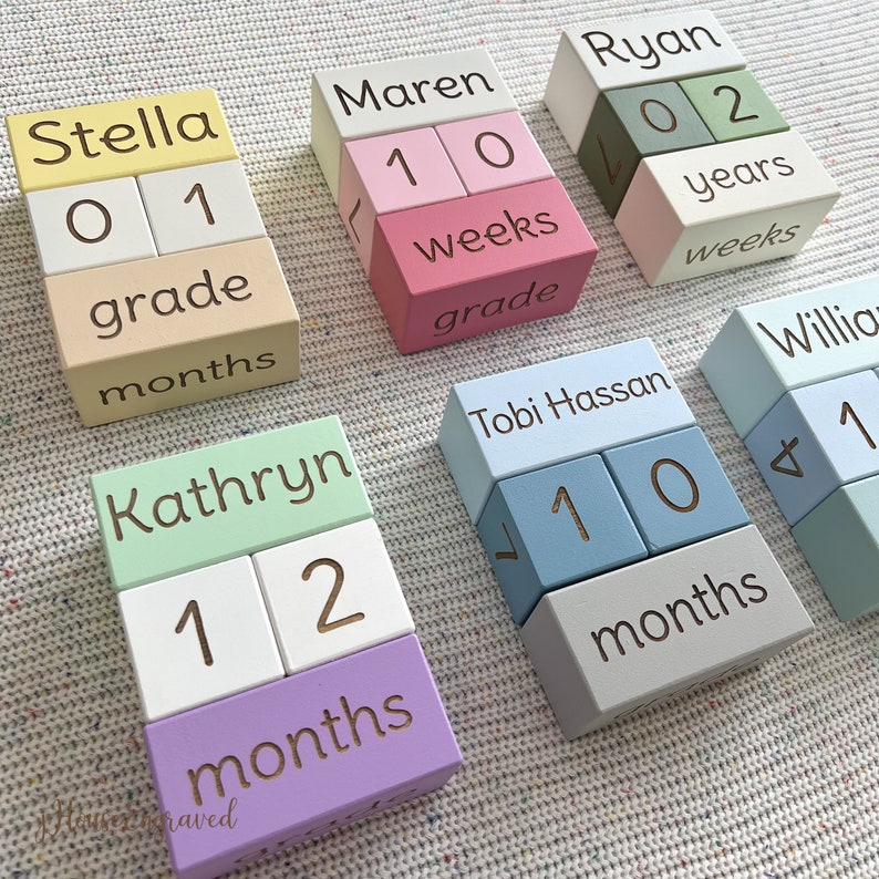 Baby Milestone Blocks, Wooden Baby Monthly Milestone Blocks, Baby Wood Age Block, Baby Blocks, Keepsakes, Baby Shower Gift, Baby Photo Props image 8