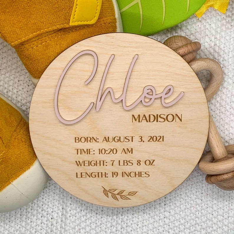 Wooden Birth Announcement Sign Birth Details Newborn Etsy
