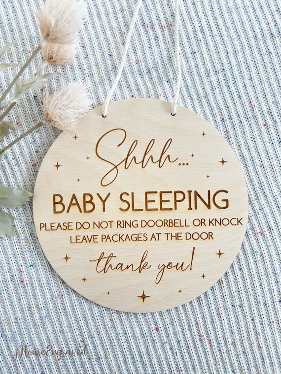 Baby Sleeping Door Sign - 12 Inch Wood Hanging Sign, 'Do Not Disturb' For Nursery, New Parent Gift - View #3