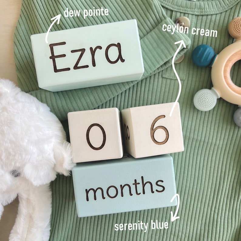 Baby Milestone Blocks, Wooden Baby Monthly Milestone Blocks, Baby Wood Age Block, Baby Blocks, Keepsakes, Baby Shower Gift, Baby Photo Props image 4