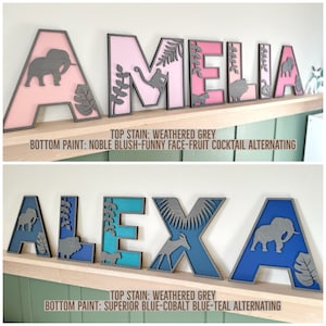 Letras para guardería de safari, letrero con nombre de safari, letrero personalizado con animales de safari, decoración de guardería de safari, letrero con nombre de jungla, letrero con nombre de bebé