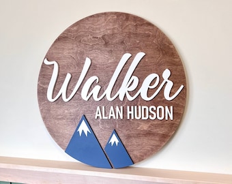 Mountain Wood Baby Name Sign, Woodland Nursery Decor