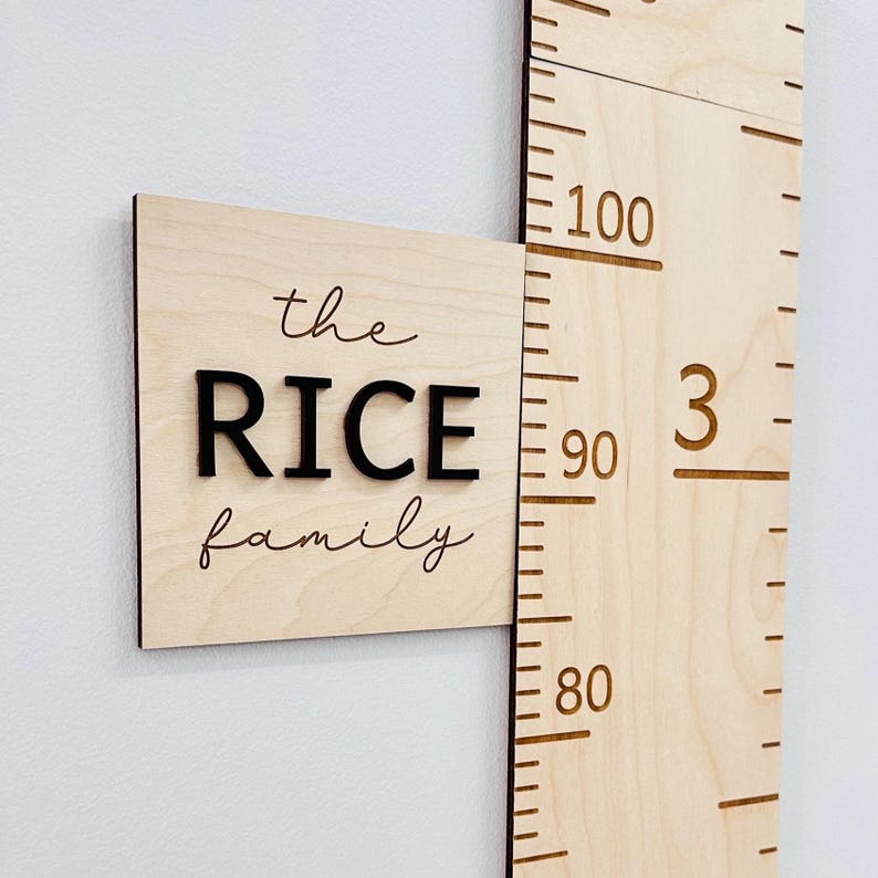 Personalized Wooden Growth Chart Ruler, Woodland Mountain Nursery Decor
