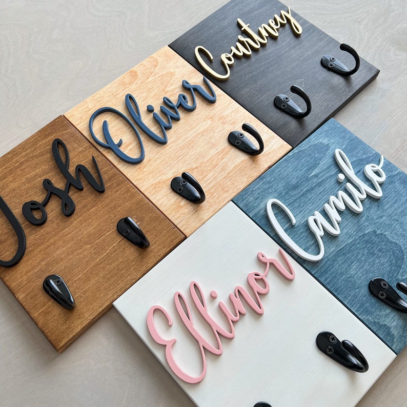 Backpack Hooks, Mud Room Hooks, Personalized Towel Hooks, Bathroom Name Hooks, Dorm Room Hooks, Graduation Gift, Dog Leash Holder image 1