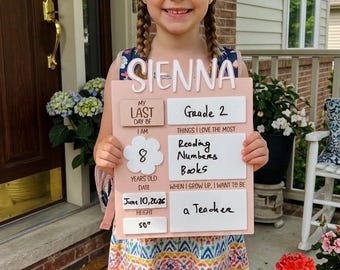 Personalized First and Last Day of School Board, Photo Prop