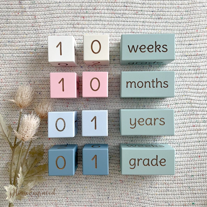 Baby Milestone Blocks, Wooden Baby Monthly Milestone Blocks, Baby Wood Age Block, Baby Blocks, Keepsakes, Baby Shower Gift, Baby Photo Props image 7